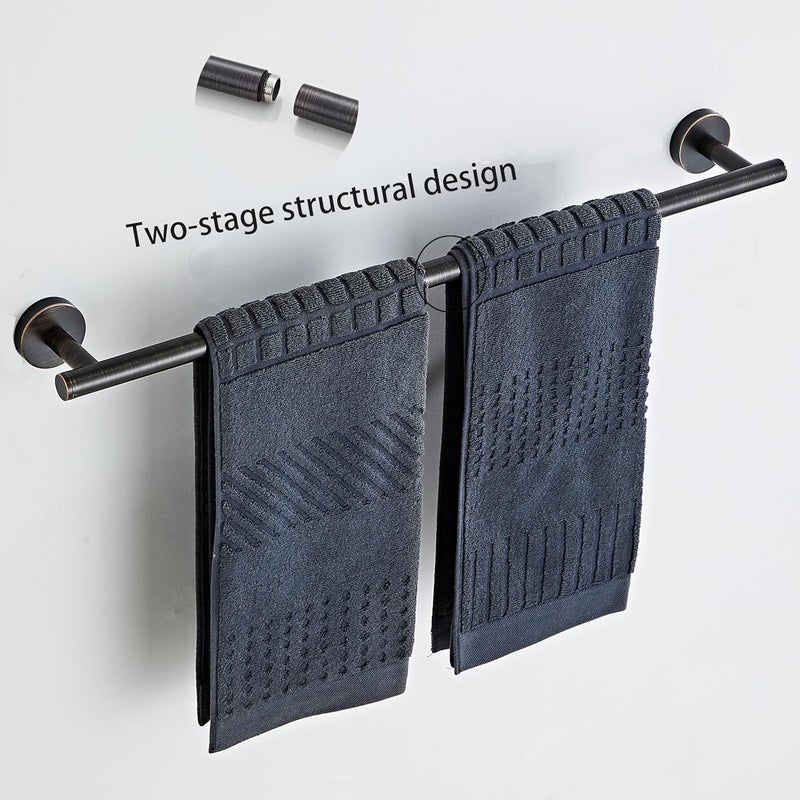 KUUBTH Oil Rubbed Bronze Bathroom Hardware Set 5 Piece with Towel Racks for Bathroom, SUS304 Stainless Steel Bath Towel Bar Set, 24 Inch Wall Mounted Accessories Kit - Image 4